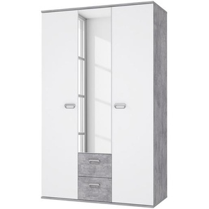 Kleiderschrank II 115 x 188 x 53cm Grau/Weiß