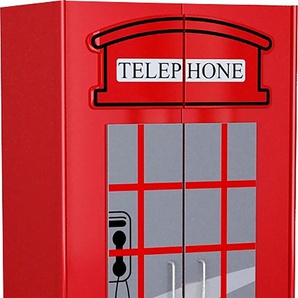 Kleiderschrank VIPACK London, Kinderkleiderschrank Schränke Gr. B/H/T: 90 cm x 190 cm x 56 cm, 2 St., rot Kleiderschränke Schrank im Look einer Londoner Telefonzelle mit Schublade