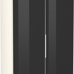 Kleiderschrank WIMEX Level by fresh to go Schränke Gr. B/H/T: 100 cm x 216 cm x 58 cm, 2 St., weiß (weiß, grauglas) Drehtürenschrank Kleiderschrank Drehtürenschränke Schränke Türen vollflächig mit farbigem Glas