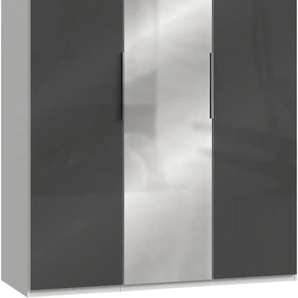 Kleiderschrank WIMEX Level by fresh to go Schränke Gr. B/H/T: 150 cm x 216 cm x 58 cm, 3 St., weiß (weiß, grauglas) Kleiderschrank Drehtürenschrank Drehtürenschränke Schränke mit Glas- und Spiegeltüren