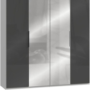 Kleiderschrank WIMEX Level by fresh to go Schränke Gr. B/H/T: 200 cm x 236 cm x 58 cm, 4 St., weiß (weiß, grauglas) Kleiderschrank Drehtürenschrank Drehtürenschränke Schränke mit Glas- und Spiegeltüren