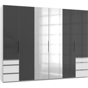 Kleiderschrank WIMEX Level by fresh to go Schränke Gr. B/H/T: 300 cm x 236 cm x 58 cm, 6 St., weiß (weiß, grauglas) Drehtürenschrank Kleiderschrank Drehtürenschränke Schränke mit Glas-und Spiegeltüren