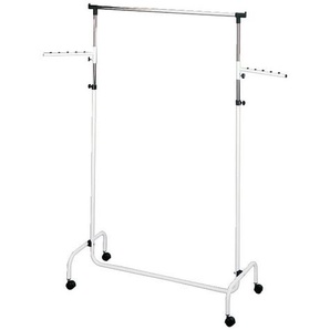 Kleiderständer Trio mit 2 Armen, Silber glänzend, verchromtes Metall chrom, pulverbeschichtetes Metall weiß, Polypropylen schwarz - silber glänzend