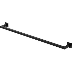 Kleiderstange Rechteck für die Wand, T12cm x B110cm, Schwarz, aus Stahl, rostfrei, Garderobenstange U-Form, Kleiderständer Wandmontage,