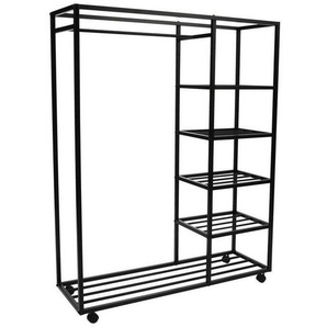 Xxxl Kleiderwagen, Schwarz, Metall, 100x140x35 cm, Schuhablage, Garderobe, Garderobenständer