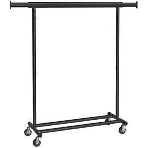 Kleiderwagen, Schwarz, Metall, 160x92-132x45.4 cm, Garderobe, Garderobenständer