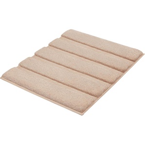 Badematte KLEINE WOLKE Carla Badematten Gr. rechteckig (55 cm x 60 cm), 1 St., Polyester, beige Einfarbige Badematten Badteppich, Uni-Farben, gestreift, Hoch-Tief-Effekt, waschbar