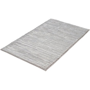 Kleine Wolke Badematte Glow, Höhe 14 mm, rutschhemmend beschichtet, fußbodenheizungsgeeignet, Polyester, rechteckig, Badteppich, Uni Farben, Streifen Struktur, Hoch-Tief Effekt
