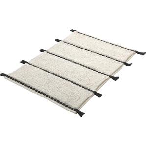 Badematte KLEINE WOLKE Travis Badematten Gr. rechteckig (70 cm x 120 cm), 1 St., Baumwolle, beige (natur) Gemusterte Badematten Badteppich, gestreift mit Quasten, reine Baumwolle, waschbar