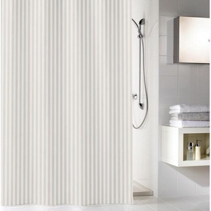Kleine Wolke Duschvorhang Sanna, Weiß, Textil, Streifen, 180x200 cm, wasserabweisend, Badtextilien, Duschvorhänge
