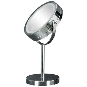 Kleine Wolke Leuchtspiegel Bright Mirror, Chrom, Metall, Glas, rund, 17.5x29.5x12 cm, feuchtraumgeeignet, Wohnspiegel, Kosmetikspiegel