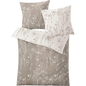 Kleine Wolke Wendebettwäsche Savannah in Gr. 135x200 oder 155x220 cm, Mako-Satin, 2 teilig, Bettwäsche aus Baumwolle, florale Bettwäsche mit Wendeoptik