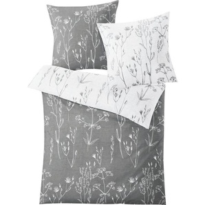 Kleine Wolke Wendebettwäsche Savannah in Gr. 135x200 oder 155x220 cm, Mako-Satin, 2 teilig, Bettwäsche aus Baumwolle, florale Bettwäsche mit Wendeoptik