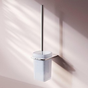 Am.pm - Klobürste WC-Bürstenhalter Garnitur WC-bürste Toilettenbürste mit Halterung Wandmontage mit Bohren Edelstahl & Glass matt , Chrom