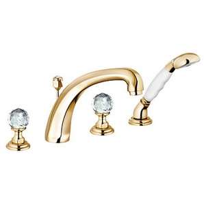 KLUDI ADLON Badewannenarmatur Armatur hoher Auslauf Ausl.220mm gold/kristall, 5152445G4