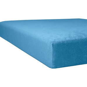 Massageliegenbezug KNEER Flausch-Frottee Bettlaken Gr. B/L: 75-85 cm x 190-200 cm (1 St.), Frottee, 8 cm, blau (kornblumenblau) Bettlaken Betttücher Laken mit Nasenschlitz