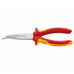 KNIPEX Flachrundzange mit Schneide, gebogen, VDE-geprüft, 26 26 200