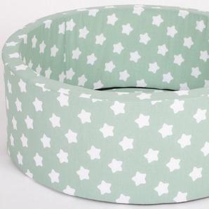Knorrtoys® Bällebad Soft, Green White Stars, mit300 Bälle grey/white/transparent, Made in Europe