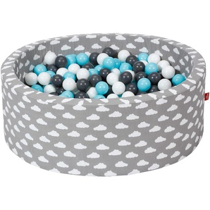 Knorrtoys® Bällebad Soft, Grey White Clouds, mit 300 Bälle creme/Grey/lightBlue, Made in Europe