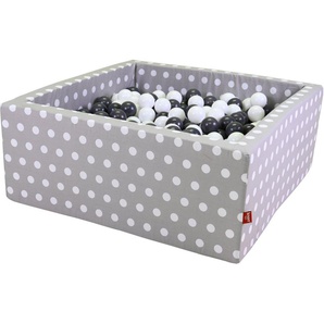 Knorrtoys® Bällebad Soft, Grey White Dots, eckig mit 100 Bällen Grey/creme, Made in Europe