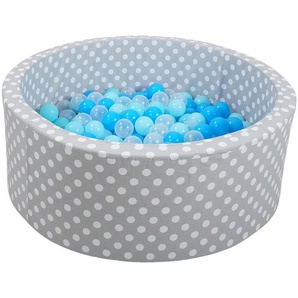 Knorrtoys® Bällebad Soft, Grey White Dots, mit 300 Bällen soft Blue/Blue/transparent, Made in Europe