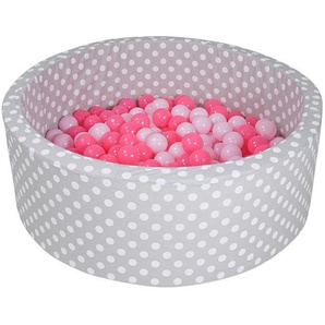 Knorrtoys® Bällebad Soft, Grey White Dots, mit 300 Bällen soft pink, Made in Europe