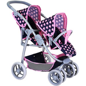 Knorrtoys® Puppen-Zwillingsbuggy Milo - Pink Hearts