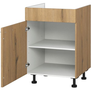 Kochfeldumbauschrank EXPRESS KÜCHEN Trea KBL60 Schränke Gr. B/H/T: 60 cm x 75 cm x 56 cm, Türanschlag rechts, 1 St., braun (eiche astig) Kochfeldumbauschränke mit einem Einlegeboden, Breite 60 cm, Höhe 75 cm