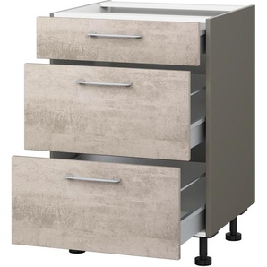 Kochfeldumbauschrank EXPRESS KÜCHEN Trea U2AS60-H Schränke Gr. B/H/T: 60 cm x 75 cm x 56 cm, grau (betonfarben hell, anthrazit) Kochfeldumbauschränke mit drei Schubkästen, Breite 60 cm, Höhe 75 cm