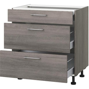 Kochfeldumbauschrank EXPRESS KÜCHEN Trea U2AS90-H Schränke Gr. B/H/T: 90 cm x 75 cm x 56 cm, grau (eichefarben nussbaum tabak) Kochfeldumbauschränke mit drei Schubkästen, Breite 90 cm, Höhe 75 cm