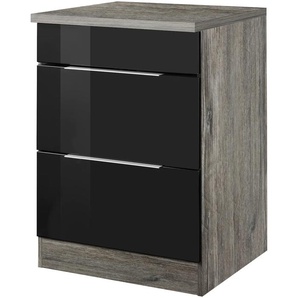 Kochfeldumbauschrank HELD MÖBEL Brindisi Schränke Gr. B/H/T: 60 cm x 85 cm x 60 cm, schwarz (schwarz hochglanz, eiche vintage) Kochfeldumbauschränke 60 cm breit, für autarkes Kochfeld