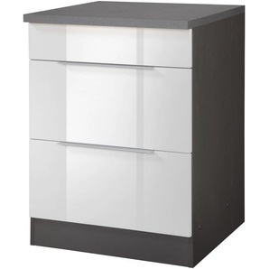 Kochfeldumbauschrank HELD MÖBEL Brindisi Schränke Gr. B/H/T: 60 cm x 85 cm x 60 cm, weiß (weiß hochglanz, grafit) Kochfeldumbauschränke Schränke 60 cm breit, für autarkes Kochfeld