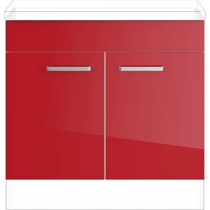 Kochfeldumbauschrank IMPULS KÜCHEN Schränke Gr. B/H/T: 90 cm x 72,3 cm x 57,9 cm, Rot Hochglanz, 2 St., rot (rot hochglanz) Kochfeldumbauschränke