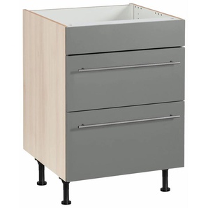 Kochfeldumbauschrank OPTIFIT Bern Schränke Gr. B/H/T: 60 cm x 87 cm x 58,4 cm, grau (basaltgrau, akaziefarben) Kochfeldumbauschränke 60 cm breit, mit 2 Auszügen, höhenverstellbare Füße