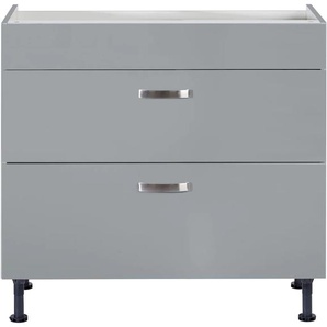 Kochfeldumbauschrank OPTIFIT Cara Schränke Gr. B/H/T: 90 cm x 87 cm x 58,4 cm, grau (basaltgrau, basaltgrau) Kochfeldumbauschränke Breite 90 cm, mit Vollauszügen und Soft-Close-Funktion