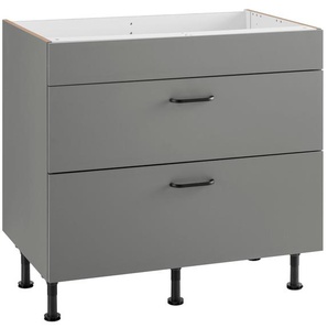 Kochfeldumbauschrank OPTIFIT Elga Schränke Gr. B/H/T: 90 cm x 87 cm x 58,4 cm, grau (basaltgrau, basaltgrau) Kochfeldumbauschränke mit Soft-Close-Funktion, höhenverstellbaren Füße, Breite 90 cm