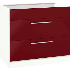 Kochfeldumbauschrank WIHO KÜCHEN Flexi2 Schränke Gr. B/H/T: 90 cm x 82 cm x 57 cm, rot (rot glanz, weiß) Kochfeldumbauschränke Schränke