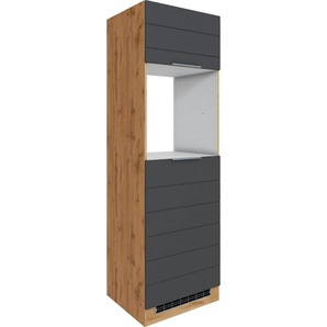 KOCHSTATION Backofenumbauschrank KS-Luhe 60 cm breit, hochwertige MDF-Fronten mit waagerechter Lisene