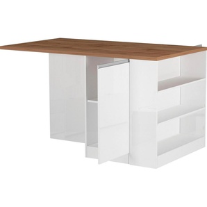 KOCHSTATION Kücheninsel KS-Sole, Breite 160 cm, 2 Türen, 4 offene Fächer
