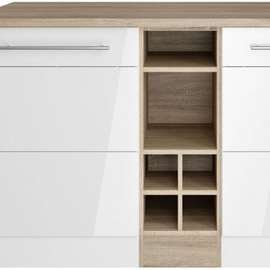 KOCHSTATION Kücheninsel KS-Wien, Breite 153 cm, MDF-Fronten, Flaschenregal