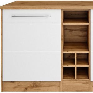 KOCHSTATION Kücheninsel KS-Wien, Breite 153 cm, MDF-Fronten, Flaschenregal