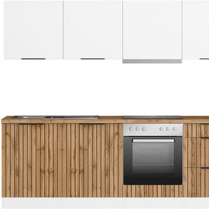 KOCHSTATION Küchenzeile KS-Lagos2, Breite 240 cm, wahlweise mit E-Geräten, mit 38mm starker Arbeitsplatte