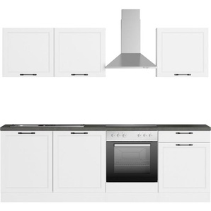 KOCHSTATION Küchenzeile KS-Lani, mit MDF-Fronten, Breite 240 cm, wahlweise mit E-Geräten, Höhen-Ausgleichsfüße 0-4 cm