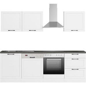 KOCHSTATION Küchenzeile KS-Lani, mit MDF-Fronten, Breite 240 cm, wahlweise mit E-Geräten, Höhen-Ausgleichsfüße 0-4 cm
