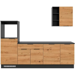 KOCHSTATION Küchenzeile KS-Lulea, Breite 260 cm, ohne E-Geräte, mit 3 cm starker Arbeitsplatte