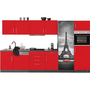 HELD MÖBEL Küchenzeile Paris, mit E-Geräten, Breite 340 cm, wahlweise mit Induktionskochfeld