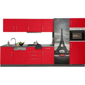 HELD MÖBEL Küchenzeile Paris, mit E-Geräten, Breite 340 cm, wahlweise mit Induktionskochfeld