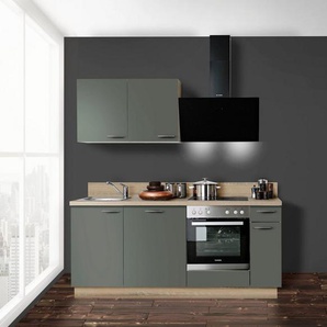 Kochstation Küchenzeile KS-Scafa, vormontiert, mit höhenverstellbaren Füßen, vormontiert, wahlweise mit E-Geräten, mit Soft-Close, Breite 200 cm