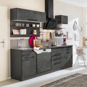 KOCHSTATION Küchenzeile KS-Tulsa, ohne E-Geräte, Breite 350 cm, schwarze Metallgriffe, MDF Fronten