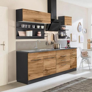 KOCHSTATION Küchenzeile KS-Tulsa, ohne E-Geräte, Breite 360 cm, schwarze Metallgriffe, MDF Fronten